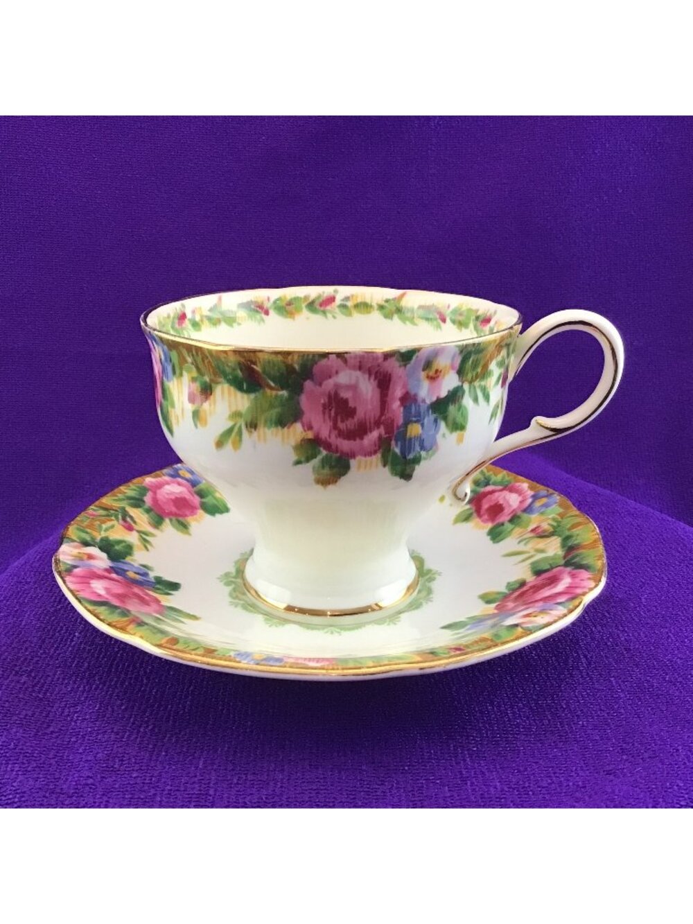 Paragon Double Warrant Paragon Teacup Tapestry Rose Cup and Saucer Footed